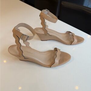 Loeffler Randall Scalloped Tan Wedges